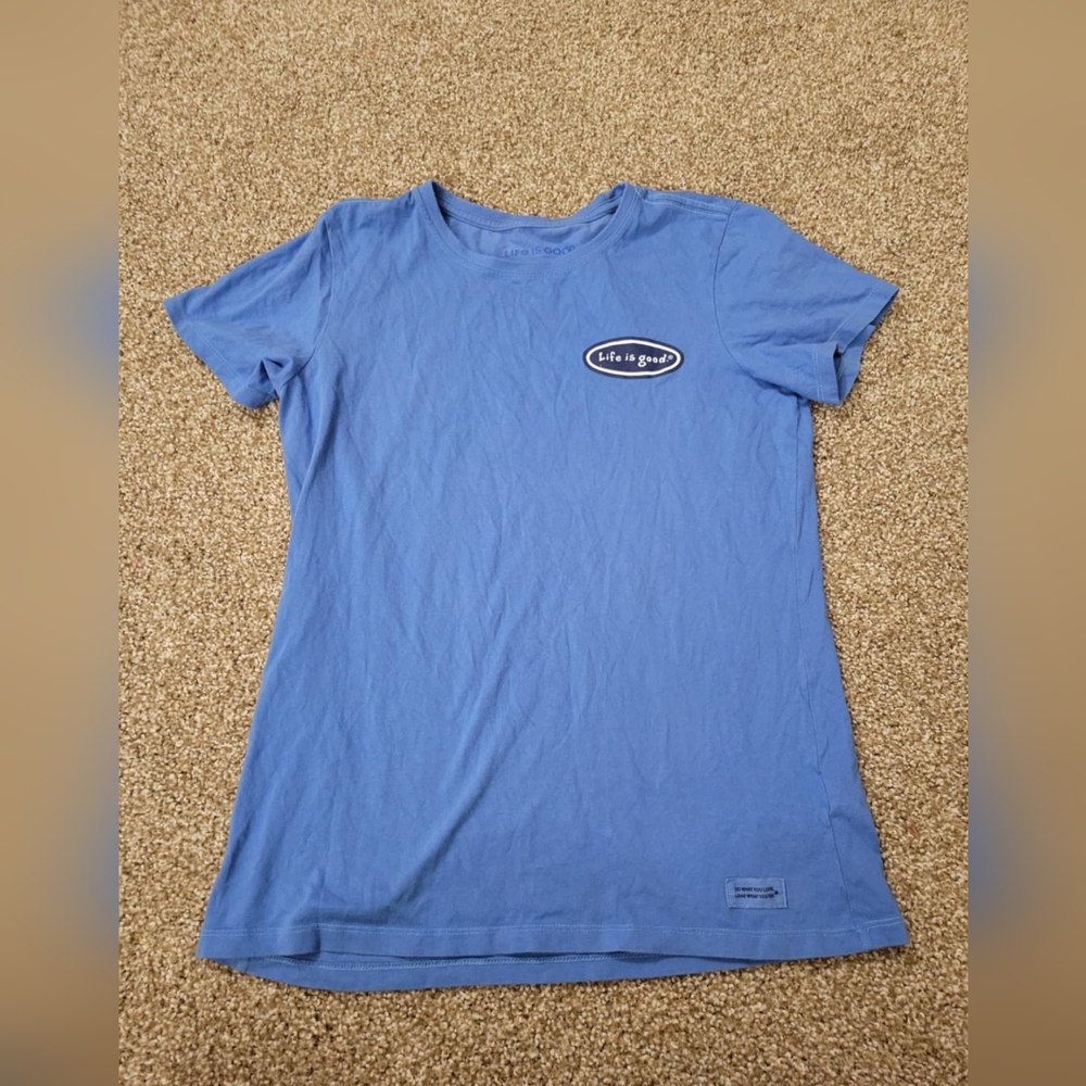 Life is Good Women's Blue Surf Board T-Shirt